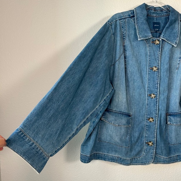 J. Jill plus size 3X lightweight denim jean jacket blue medium wash cotton NEW - Picture 4 of 14